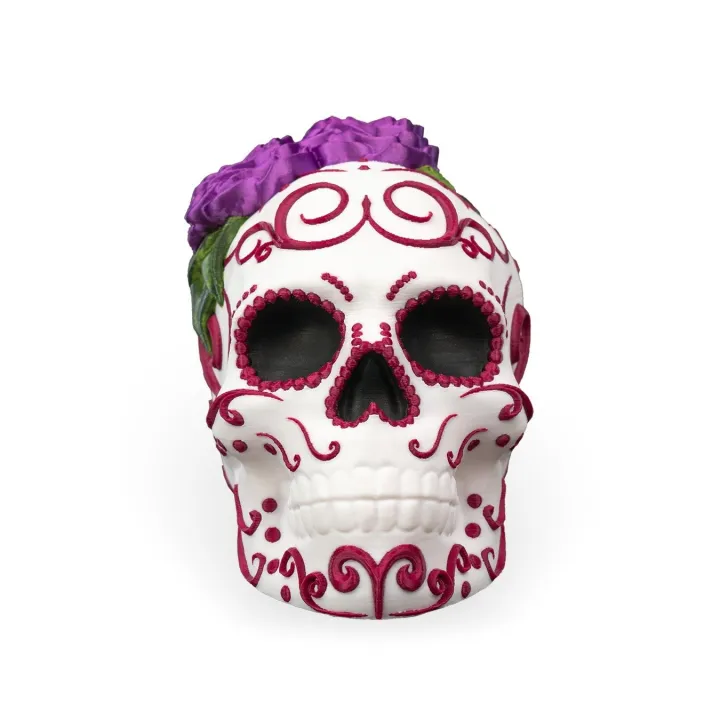 Carmen – Crâne Sugar Skull Fleuri Façon Día De Los Muertos