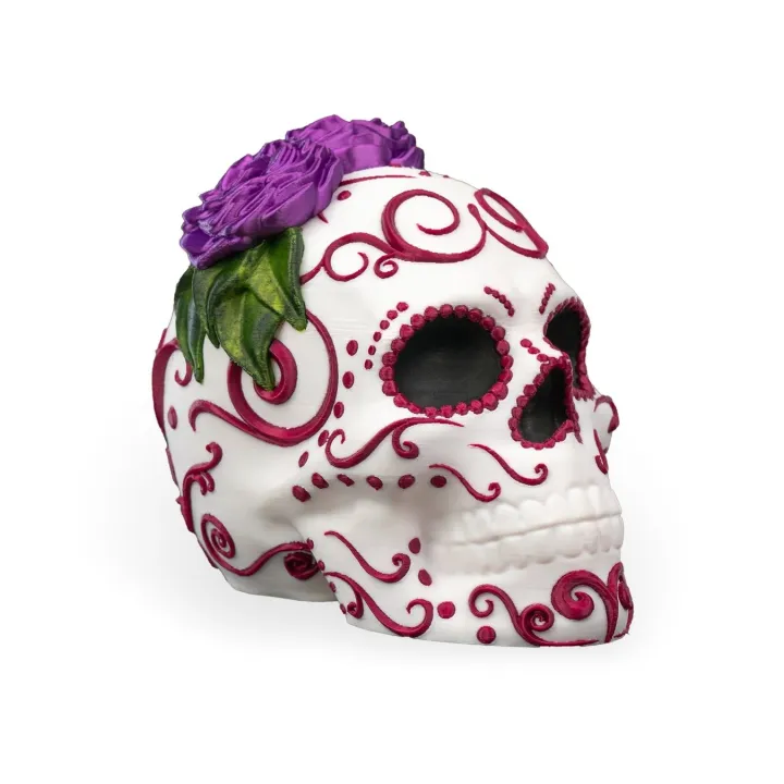 Carmen – Crâne Sugar Skull Fleuri Façon Día De Los Muertos