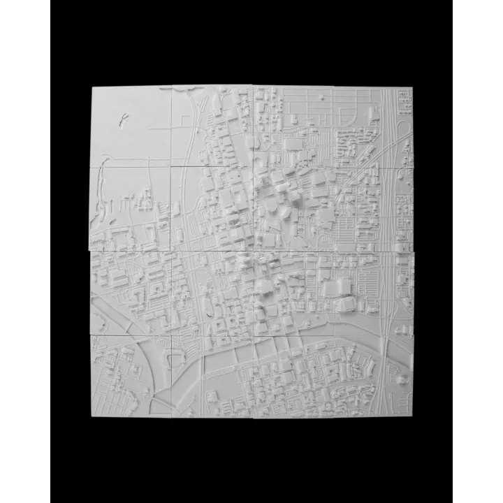 Carte 3D Relief – Des Moines, Iowa | Décoration Murale Urbaine
