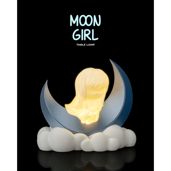 Moon Girl – Lampe De Table Lune & Nuages