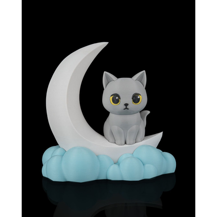 Lampe De Table Chat Lune – Veilleuse Déco Nuage Made In Occitanie