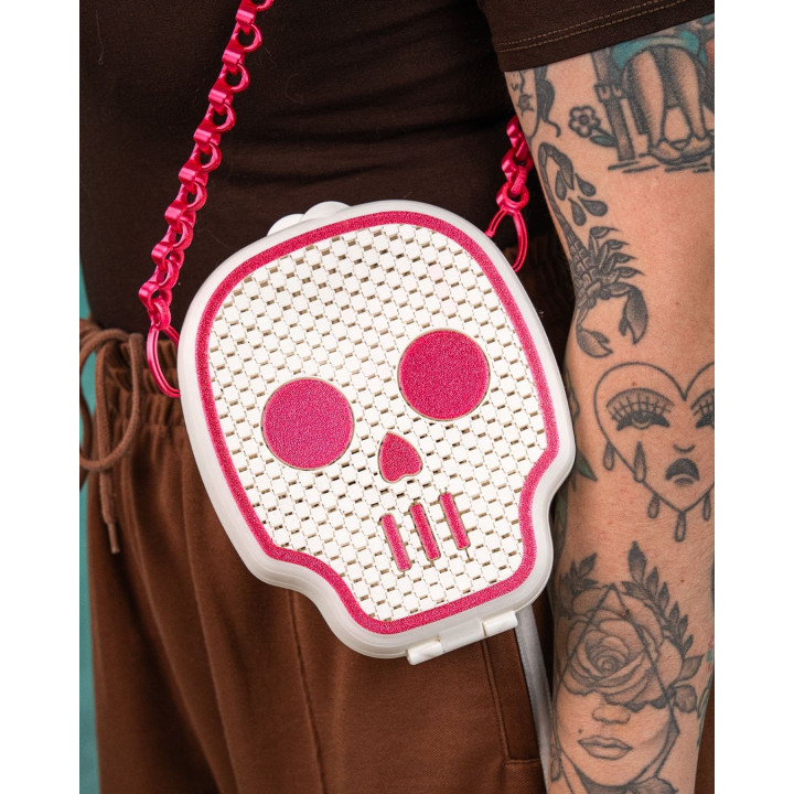 Sac Bandoulière Tête De Mort "Deadly Cute" – Pochette Crâne Chaîne Rose