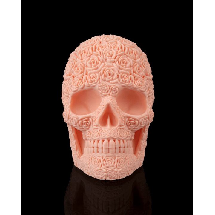 Crâne Bloom Of Doom – Sculpture Crâne Fleuri Rose
