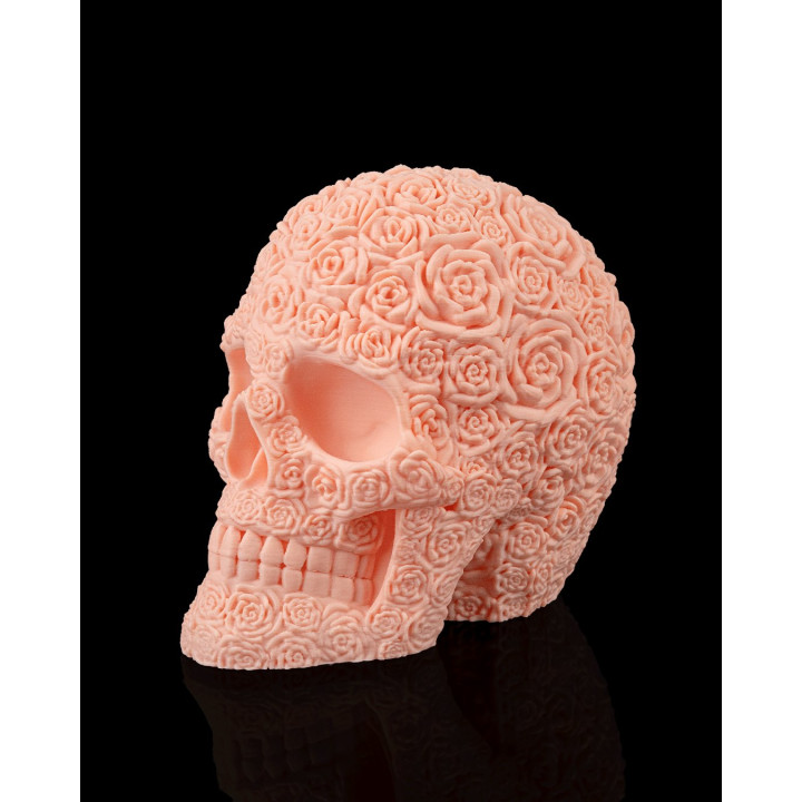 Crâne Bloom Of Doom – Sculpture Crâne Fleuri Rose