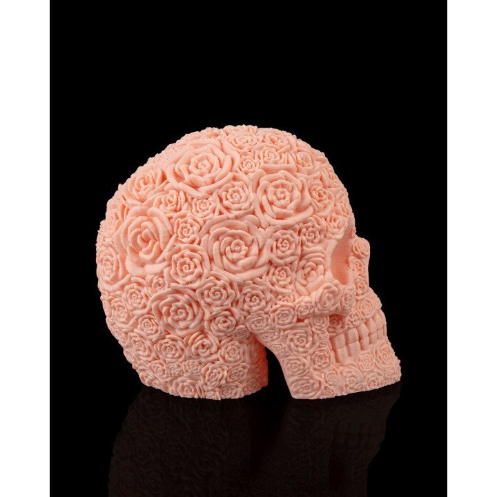 Crâne Bloom Of Doom – Sculpture Crâne Fleuri Rose