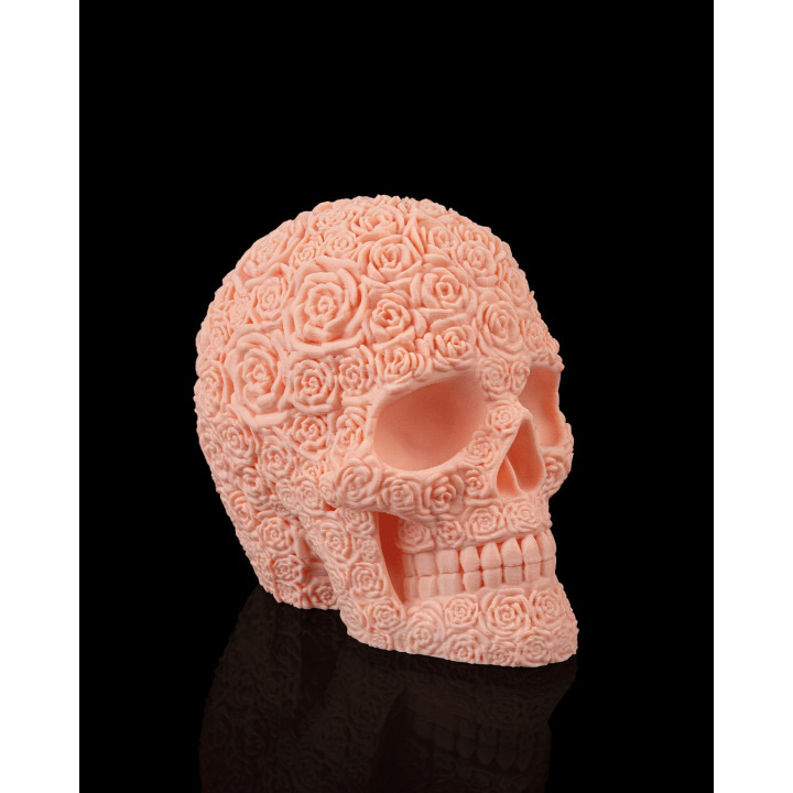 Crâne Bloom Of Doom – Sculpture Crâne Fleuri Rose