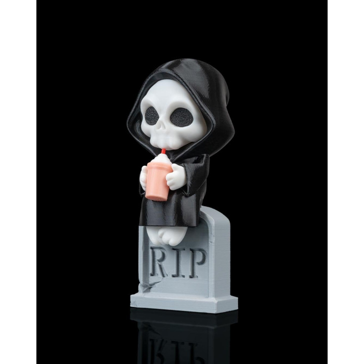 Sweet Rest – Figurine Faucheuse Avec Milkshake Sur Tombe Rip