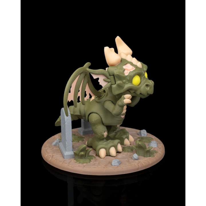 Le Dragon Indestructible – Figurine Dragon Zombie Sur Socle Cimetière