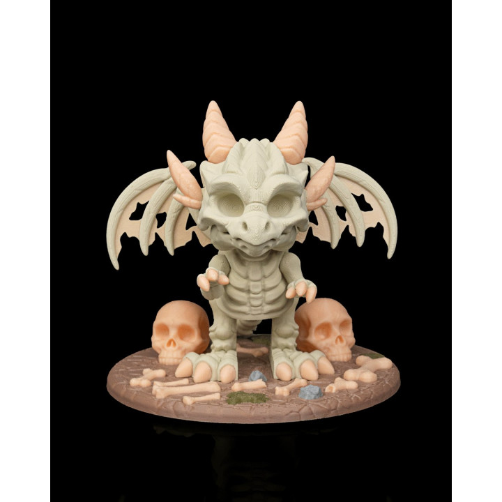 Dragon Osseux – Figurine Fantastique Avec Socle & Crânes