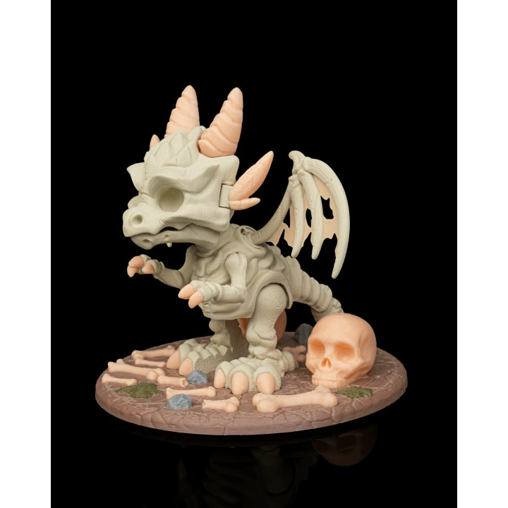 Dragon Osseux – Figurine Fantastique Avec Socle & Crânes