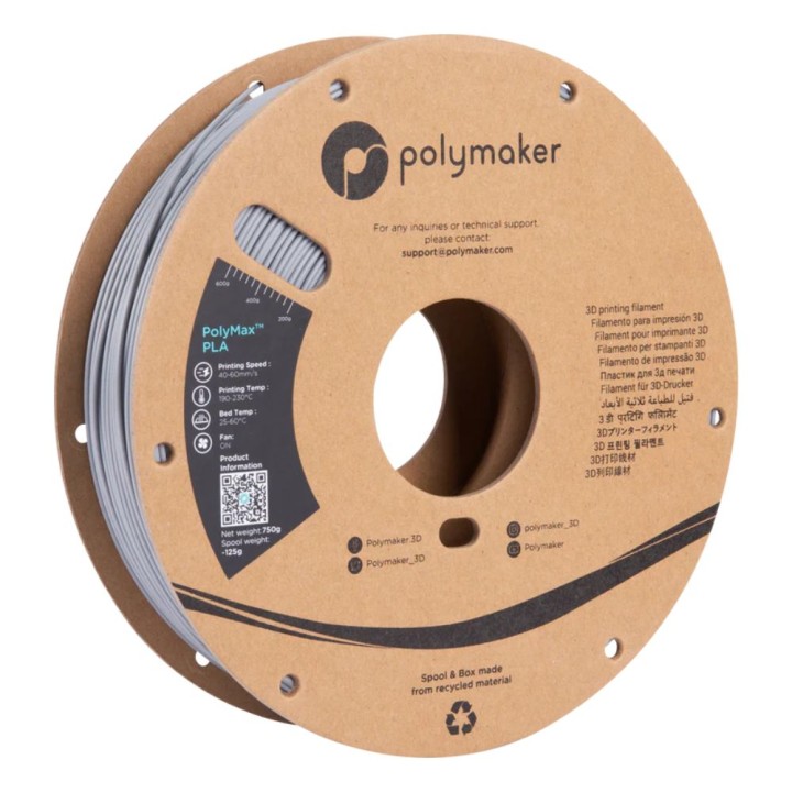 Polymaker - PolyMax Tough PLA - Gris (Gray) - 1,75 mm - 750 g | Espace