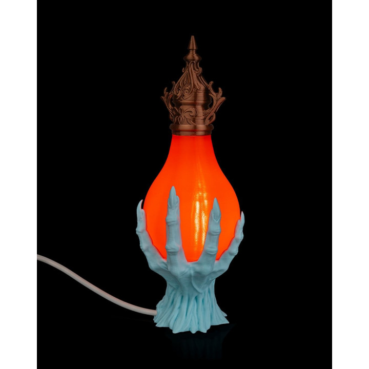 Lampe De Table "Last Grasp" – Main Squelettique & Orbe Lumineux