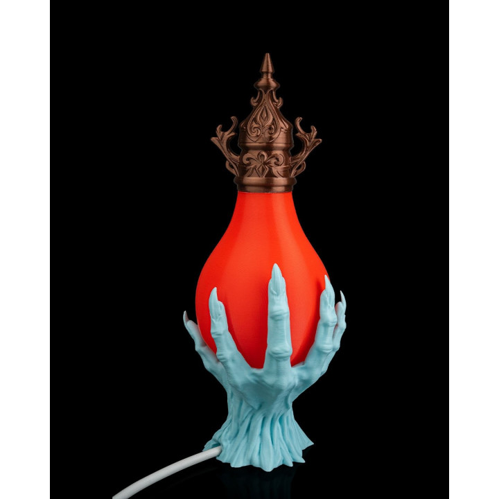Lampe De Table "Last Grasp" – Main Squelettique & Orbe Lumineux