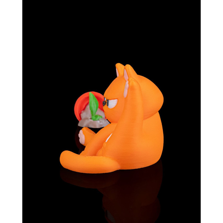 Chat Ronchon "Not My Purr-Blem" – Figurine Déco Humour Plante Renversée