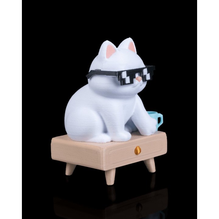 Feline Fine – Le Chat Cool Avec Lunettes De Soleil & Café