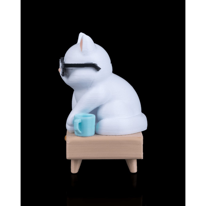 Feline Fine – Le Chat Cool Avec Lunettes De Soleil & Café