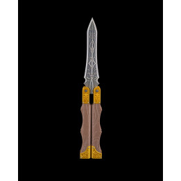Blade Dancer – Balisong Décoratif Articulé, Finition Damas & Or