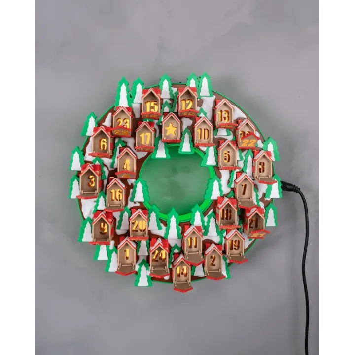 Couronne Avent Lumineuse Village Noël – Made in Occitanie