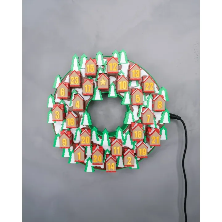 Couronne Avent Lumineuse Village Noël – Made in Occitanie
