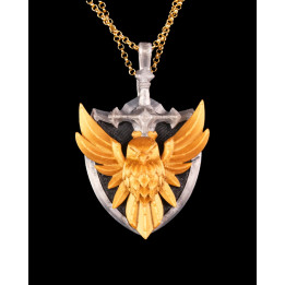 Pendentifs Acier & Plume – Duo Épée & Bouclier Aigle