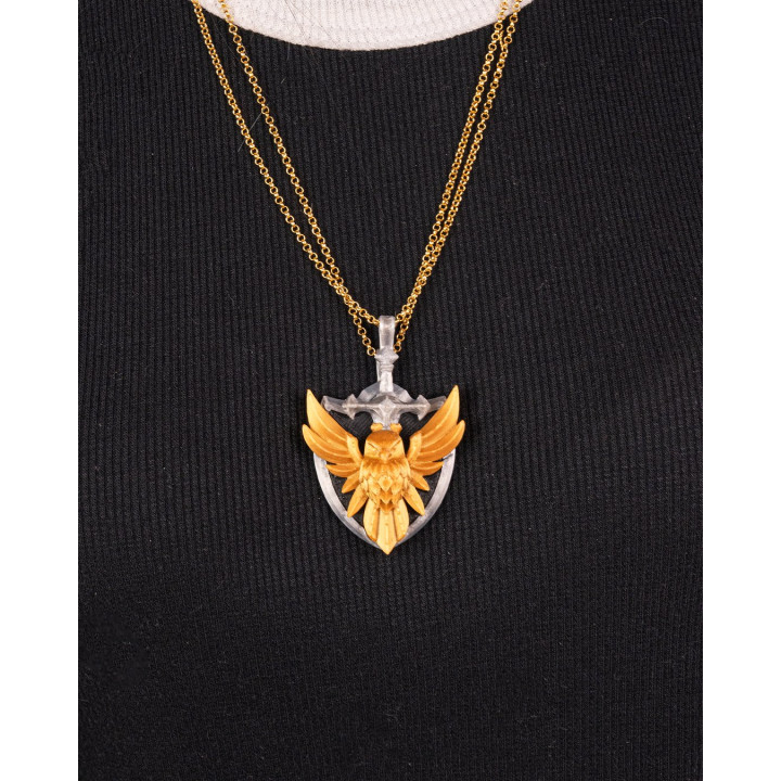 Pendentifs Acier & Plume – Duo Épée & Bouclier Aigle