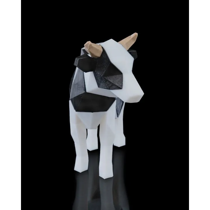 Vache Low Poly – Sculpture Puzzle Magnétique