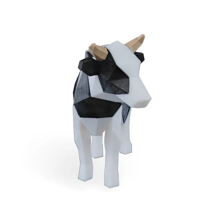 Vache Low Poly – Sculpture Puzzle Magnétique