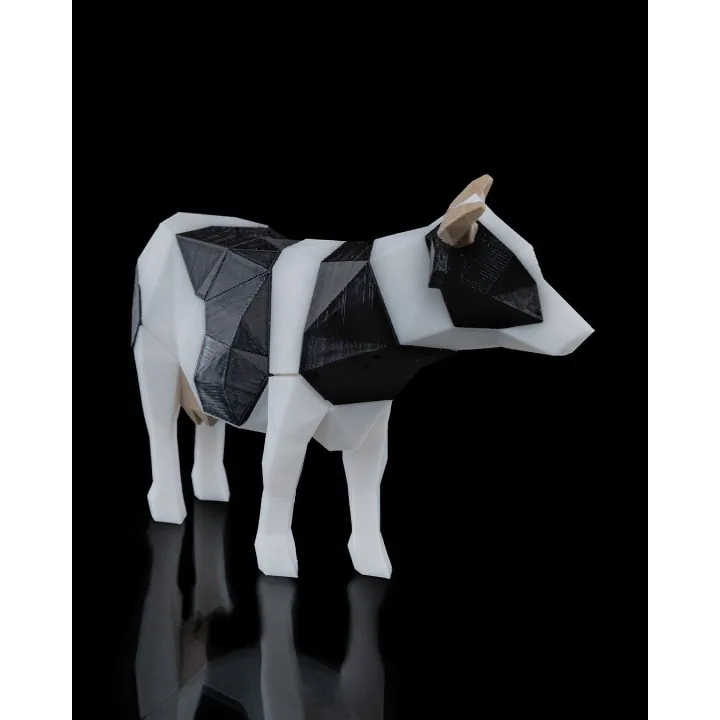 Vache Low Poly – Sculpture Puzzle Magnétique