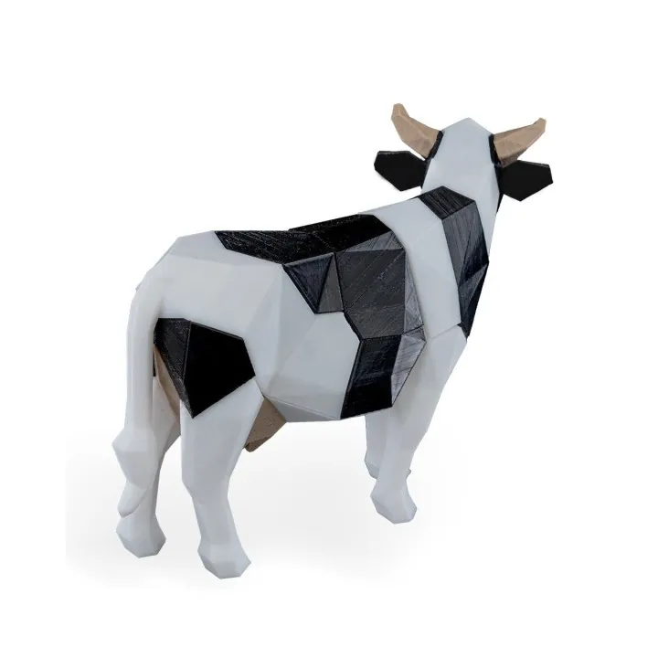 Vache Low Poly – Sculpture Puzzle Magnétique