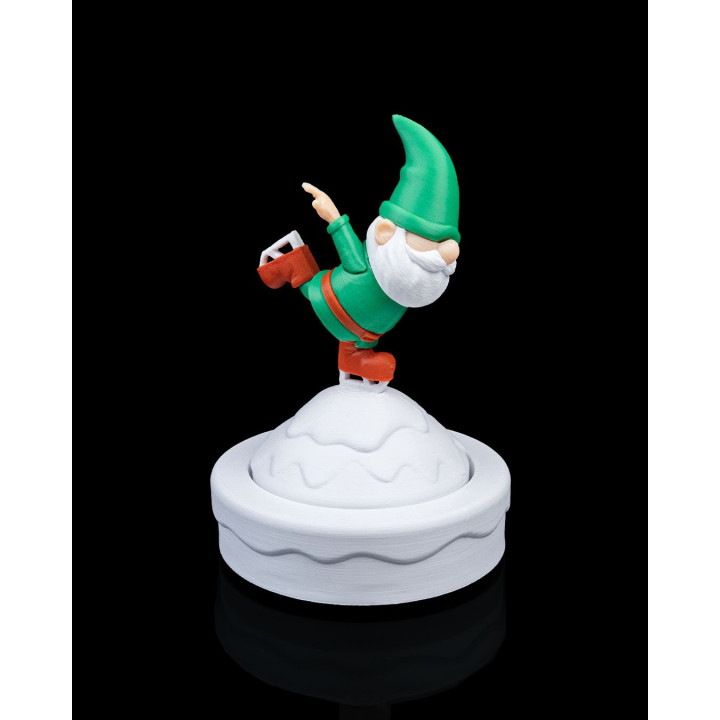 Gnome Patineur De Noël – Figurine Décorative Esprit Hivernal