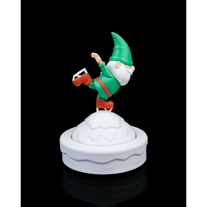 Gnome Patineur De Noël – Figurine Décorative Esprit Hivernal