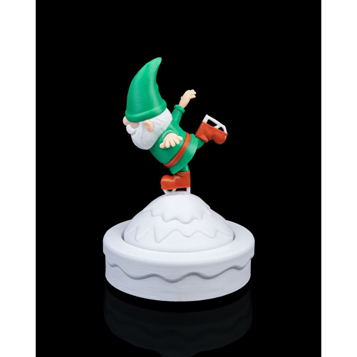 Gnome Patineur De Noël – Figurine Décorative Esprit Hivernal