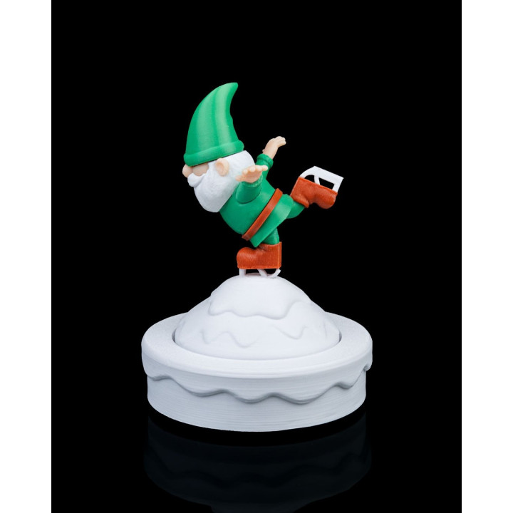 Gnome Patineur De Noël – Figurine Décorative Esprit Hivernal
