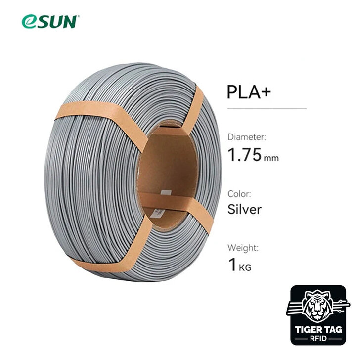 eSun - PLA+ - Argent - 1,75 mm - 1 kg Recharge avec RFID Tiger Ta