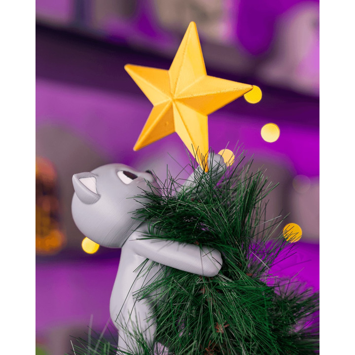 Cime De Sapin Chat Grimpeur Avec Étoile – Décoration De Noël Originale
