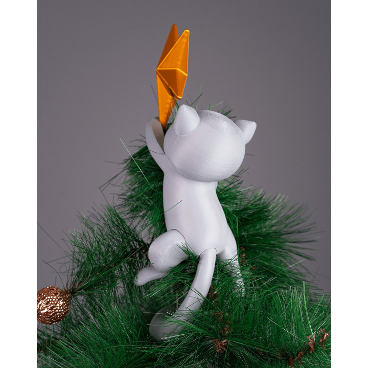 Cime De Sapin Chat Grimpeur Avec Étoile – Décoration De Noël Originale