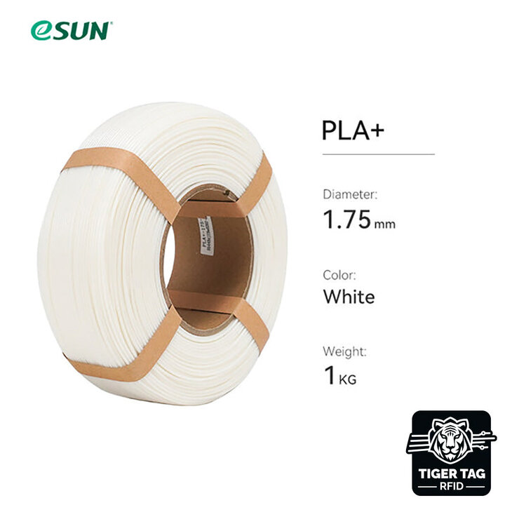 eSun - PLA+ - Blanc - 1,75 mm - 1 kg Recharge avec RFID TigerTag 