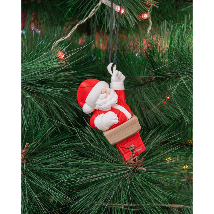Père Noël Coincé Dans La Cheminée – Figurine & Ornement De Sapin