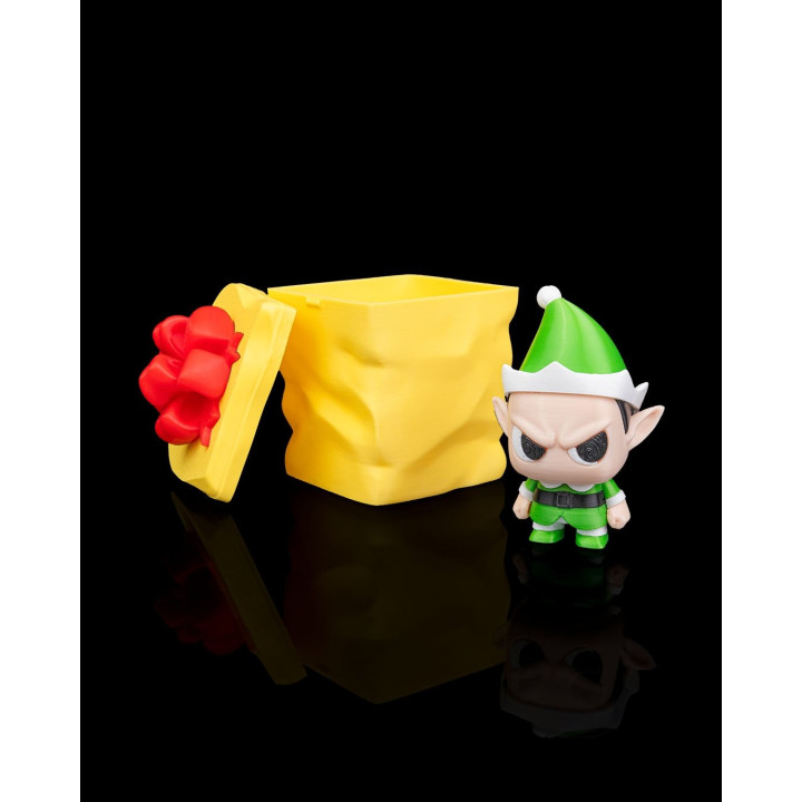 Anty Elf – Figurine Lutin De Noël Grognon Avec Boîte Cadeau & Porte-Clés