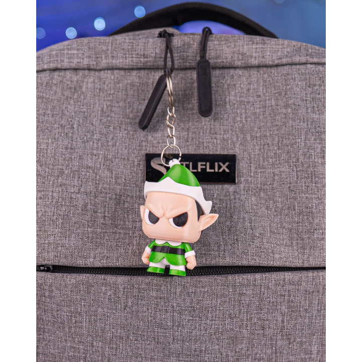 Anty Elf – Figurine Lutin De Noël Grognon Avec Boîte Cadeau & Porte-Clés