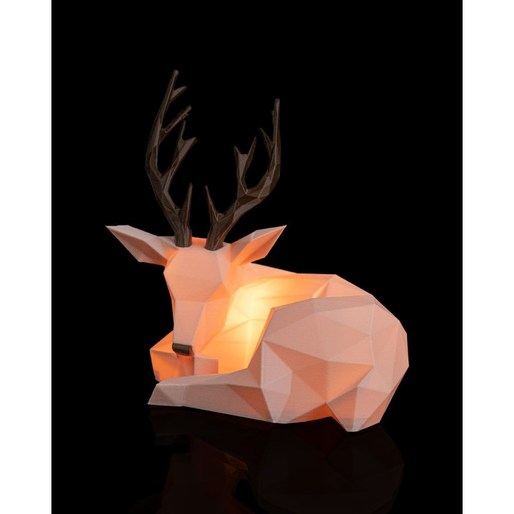 Lampe De Table Renne Low Poly – Veilleuse Déco Noël Made In Occitanie