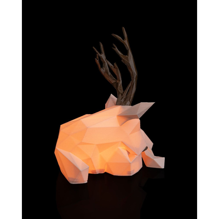Lampe De Table Renne Low Poly – Veilleuse Déco Noël Made In Occitanie