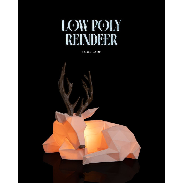 Lampe De Table Renne Low Poly – Veilleuse Déco Noël Made In Occitanie