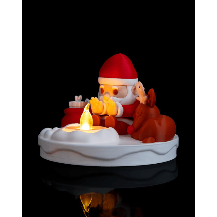 Lampe De Table Feu De Camp Du Père Noël – Veilleuse Lumineuse Festive Avec Renne