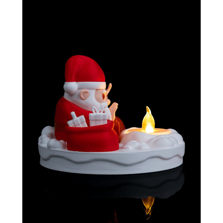 Lampe De Table Feu De Camp Du Père Noël – Veilleuse Lumineuse Festive Avec Renne