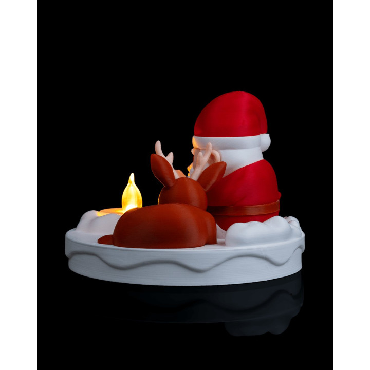 Lampe De Table Feu De Camp Du Père Noël – Veilleuse Lumineuse Festive Avec Renne