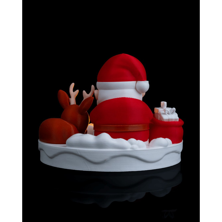 Lampe De Table Feu De Camp Du Père Noël – Veilleuse Lumineuse Festive Avec Renne