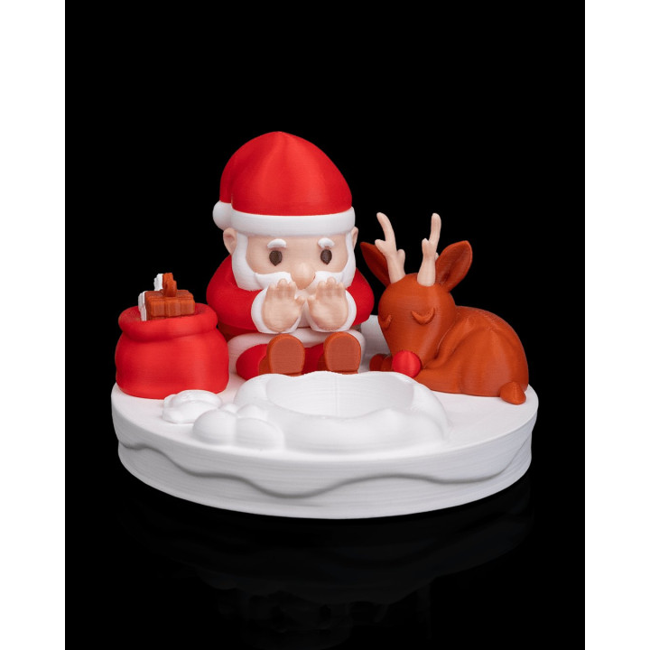 Lampe De Table Feu De Camp Du Père Noël – Veilleuse Lumineuse Festive Avec Renne