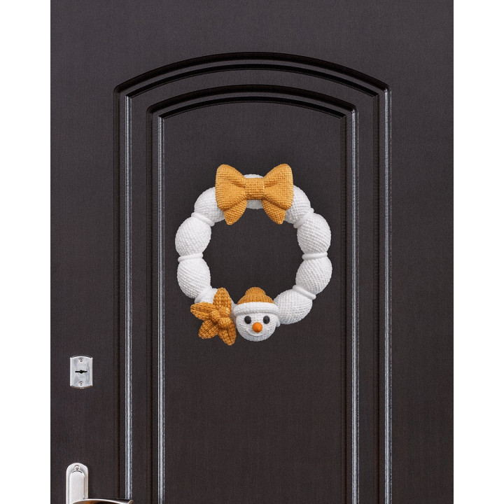 Couronne De Noël Bonhomme De Neige – Décoration Porte Hiver