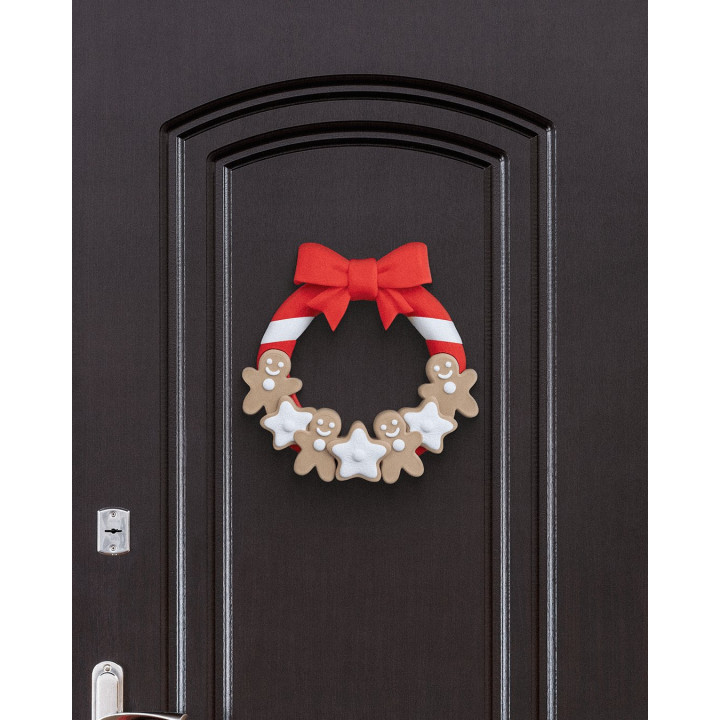 Couronne De Noël Pain D'Épices & Candy Cane – Décoration De Porte Festive